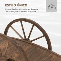 Outsunny Puente de Jardín de Madera 100x50x37 cm con Barandillas Puente de Arco para Decoración Patio Carga 150 kg Carbonizado(m-4)