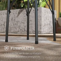 Outsunny Gartentisch, Runder Terrassentisch mit Blumenmuster, Stahl, Bistrotisch für drinnen und draußen, Schwarz(m-6)