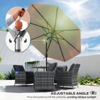 Outsunny 2.6M Garden Parasol Umbrella with Tilt and Crank, Outdoor Sun Parasol Sunshade Shelter with Aluminium Frame, Light Grey(m-5)