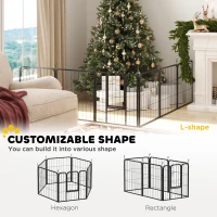 PawHut Six-Panel Dog Playpen with Door, for Small Dogs, Indoors, Outdoors, 60cm Tall, Black(m-4)