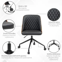 Vinsetto krzesło biurowe ergonomiczne kolor czarny 48,5 x 54,5 x 81-87 cm(m-6)