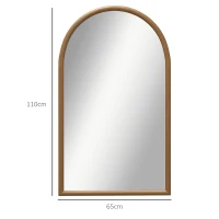 HOMCOM Oglindă de Perete Arcuită, Oglindă Arc pentru Sufragerie, Dormitor, Hol, 110x65 cm, Maro Închis(m-3)