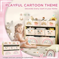 AIYAPLAY 3-Tier Kids Storage Unit with 9 Non-Woven Fabric Boxes for Toys, Books, for Bedroom, Nursery, Yellow(m-6)