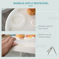 HOMCOM Cadeira de refeição ajustável e dobrável para bebê acima de 6 meses com bandeja dupla 2 rodas e freios 55x80x104 cm Azul(m-6)