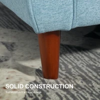 HOMCOM 2 Seater Sofa with Spring Cushion, Fabric Sofa with Wooden Legs, Modern Love Seat for Living Room, 140cm Width Tufted Couch for Bedroom, Light Blue(m-6)