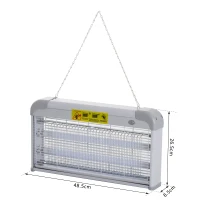Outsunny Lâmpada Anti-Mosquitos Elétrica 30W Mata Mosquitos Elétrico Área 60 m² com Luz UV 48,5x8,5x26,5cm Branco e Cinza(m-3)