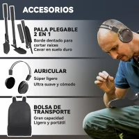 Outsunny Detector de Metales con Batería 5 Modos de Uso IP68 y Pantalla Retroiluminada Chip DSP 28x21x48-130 cm Gris Oscuro(m-8)