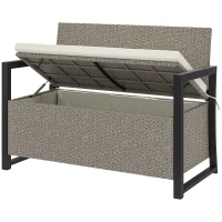Outsunny Gartenbank mit Stauraum 2-Sitzer Sitzbank mit Sitzkissen gepolstert Aufbewahrungsbank 117 x 60 x 86 cm Cremeweiß(m-1)