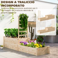 Outsunny Fioriera Rialzata con Grigliato per Rampicanti e Divisorio, in Legno di Abete, 222x63x132 cm, color Legno(m-5)