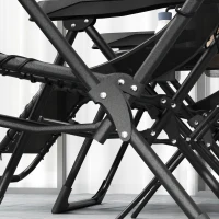 Outsunny Gartenliege Set 3-TLG. Sonnenliege mit Teetisch 2 Liegestühle Kissen, Outdoor Liege 90x56x110 cm Schwarz(m-9)