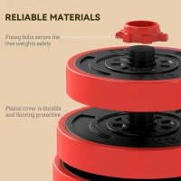 SPORTNOW 30kg Four-In-One Adjustable Weight Dumbbells Set, Barbell, Kettlebell, Push Up Stand - Red(m-7)