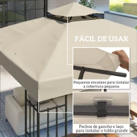 Outsunny Toldo de Substituição para Pérgola 3x3 m Toldo de Substituição com Teto Duplo Proteção UV 30+ Toldo para Pérgola Creme(m-5)