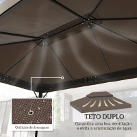 Outsunny Toldo de Substituição para Pérgola 4x3 m Toldo para Pérgola com Teto Duplo e Proteção UV 30+ Café(m-4)