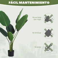 Outsunny 2 Palmas Artificiales 120 cm Plantas Artificiales Árboles Artificiales con 7 Hojas y Maceta para Decoración Hogar Verde(m-5)