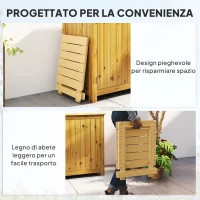 Outsunny Tavolino da Esterno Pieghevole in Legno con Piano a Doghe, 40x43x40 cm, Legno Naturale(m-5)