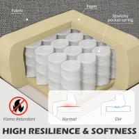 HOMCOM 2 Seater Sofa, Channel Tufted Modern Fabric Couch, Comfy Upholstered Small Sofa Loveseat with Spring Cushion, Back Pillow, for Living Room, Bedroom, Office, Light Grey(m-4)