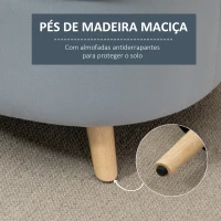 HOMCOM Otomano Puff Estofado em Veludo Acolchoado Banco de Armazenamento com Tampa Removível e Pés de Madeira para Dormitórios Sala de Estar Corredor 71x51,5x42 Cinza(m-6)