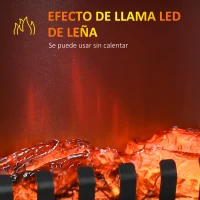 HOMCOM Chimenea Decorativa 1000 W/2000 W con Ventanas LED Llamas y Protección Sobrecalentamiento para 15-20 ㎡ Negro(m-7)