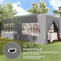Outsunny 3 x 6 m Pop-up Pavillon mit Seitenwänden, UPF50+ höhenverstellbares Gartenzelt mit Tragetasche und Sandsäcken(m-6)