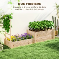 Outsunny Fioriera Rialzata con Grigliato per Rampicanti e Divisorio, in Legno di Abete, 222x63x132 cm, color Legno(m-4)