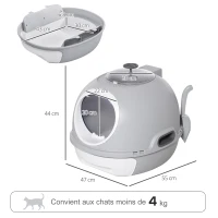 PawHut Bac à litière pour chat maison de toilette portable pour chat tiroir à litière coulissant porte battante lucarne + pelle(m-3)