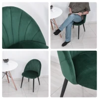 HOMCOM Lot de 2 chaises de Salle à Manger Chaise de Cuisine Velours Pieds métal vert dim. 52L x 54l x 79H cm(m-8)