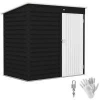 Outsunny 6 x 4ft Metal Garden Storage Shed, Outdoor Tool Storage Shed with Lockable Door and Gloves for Garden, Patio, Dark Grey(m-10)
