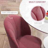 HOMCOM Set 2 Scaune de Sufragerie din Catifea, Scaune Capitonate pentru Salon si Sufragerie cu Picioare din Metal, Rosu(m-6)