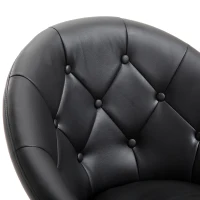 HOMCOM Faux Leather Leisure Chair, Round Tufted Accent Chair, Height Adjustable Counter Chair for Pub, Black(m-9)