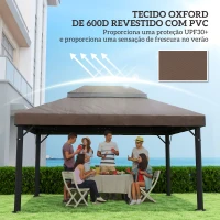 Outsunny Toldo de Substituição para Pérgola 4x3 m Toldo para Pérgola com Teto Duplo e Proteção UV 30+ Café(m-6)