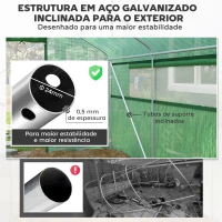 Outsunny Estufa tipo Túnel 4x3x2 m Estufa de Exterior com 2 Janelas Cobertura PE Anti UV e 1 Porta de Enrolar com Fecho de Correr Estufa para Jardim Pátio Verde(m-6)