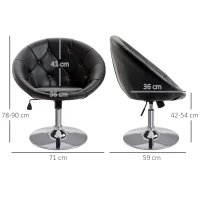 HOMCOM Faux Leather Leisure Chair, Round Tufted Accent Chair, Height Adjustable Counter Chair for Pub, Black(m-3)