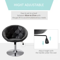 HOMCOM Faux Leather Leisure Chair, Round Tufted Accent Chair, Height Adjustable Counter Chair for Pub, Black(m-7)