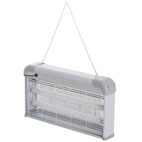 Outsunny Lâmpada Anti-Mosquitos Elétrica 30W Mata Mosquitos Elétrico Área 60 m² com Luz UV 48,5x8,5x26,5cm Branco e Cinza(m-10)