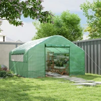 Outsunny Estufa tipo Túnel 4x3x2 m Estufa de Exterior com 2 Janelas Cobertura PE Anti UV e 1 Porta de Enrolar com Fecho de Correr Estufa para Jardim Pátio Verde(m-2)