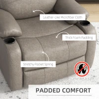 HOMCOM Recliner Chair, Microfibre Reclining Chair with Adjustable Leg Rest, Cup Holders, Recliner Armchair for Home Living Room, Brown(m-5)