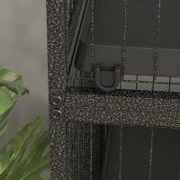 PawHut Gaiola para Roedores 80x52x128 cm Casa de 4 Alturas com Rampas Suspensa Rede Bandeja Removível Rodas Cinza Escuro(m-8)