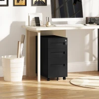 Vinsetto Three-Drawer Steel Filing Cabinet - Black(m-9)
