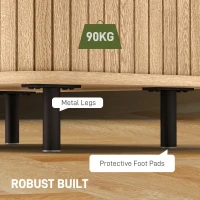 HOMCOM Bedside Table, Nordic Side Table with Roller Shutter Style Sliding Doors and Metal Legs for Bedroom, Living Room, Oak Tone(m-7)