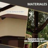 Outsunny Carpa Plegable 3,26x3,26x2,72m con Doble Techo Altura Ajustable Mosquiteras Protección UV30+ y Bolsa de Transporte Beige(m-7)