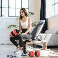 SPORTNOW 30kg Four-In-One Adjustable Weight Dumbbells Set, Barbell, Kettlebell, Push Up Stand - Red(m-2)