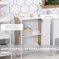 HOMCOM Armário de Armazenamento de 2 Portas Móvel Auxiliar de Casa de Banho Multiuso com 2 Prateleiras para Cozinha Sala de Estar Dormitório 60x25x90cm Acabado em Branco Brilhante(m-6)