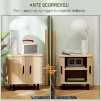 HOMCOM Set 2 Comodini in stile Nordico con Ripiano a 2 Livelli, in Legno e Acciaio, 48x40x48 cm, Nero e Rovere(m-5)