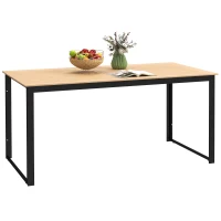 Outsunny Garden Table for 6 People, 160 x 80 x 75 cm Rectangle Outdoor Dining Table with Slatted Top, Metal Frame, for Balcony, Deck, Teak(m-1)