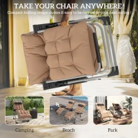 Outsunny 2 Piece Reclining Zero Gravity Sun Loungers with Cushions, Khaki(m-5)