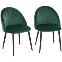 HOMCOM Lot de 2 chaises de Salle à Manger Chaise de Cuisine Velours Pieds métal vert dim. 52L x 54l x 79H cm(m-1)