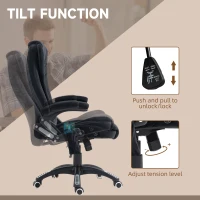 Vinsetto Fotel biurowy z funkcją masażu i podgrzewania, ergonomiczny, regulacja wysokości, czarny(m-7)