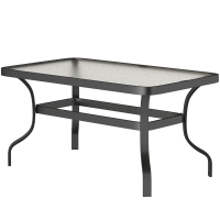 Outsunny Beistelltisch Hartglas Kaffeetisch Couchtisch mit Wellendesign, Abgerundete Ecke Balkontisch 95x55 cm Schwarz
