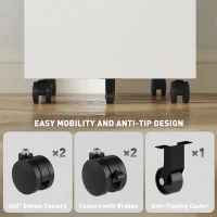 Vinsetto 3-Drawer Steel Filing Cabinet with Lock and Wheels - White(m-7)