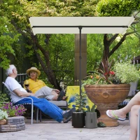 Outsunny Parasol Beige 180 Gradend Draaibaar en Hoogteaanpasbaar met Aluminium Paal 150x205cm(m-2)